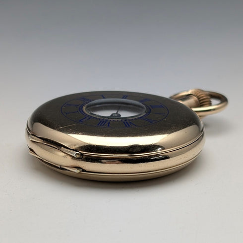 1917年頃 米国アンティーク ウォルサム 懐中時計 金張りハーフハンター 整備済