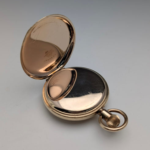 1917年頃 米国アンティーク ウォルサム 懐中時計 金張りハーフハンター 整備済