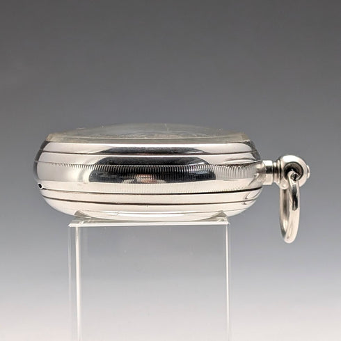 1888年 英國古董 純銀錶殼 鍵上鍊 大型懷錶 直徑56mm 運作良好