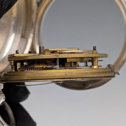 1888年 英國古董 純銀錶殼 鍵上鍊 大型懷錶 直徑56mm 運作良好