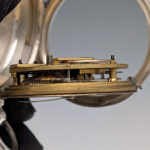 1888年 英國古董 純銀錶殼 鍵上鍊 大型懷錶 直徑56mm 運作良好