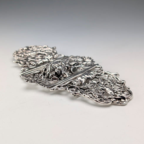 1898 British Antique Sterling Silver Nurse Belt Buckle 118g Charles Edwards