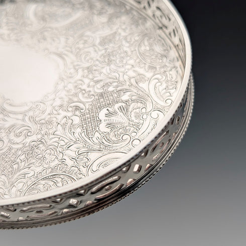 British Vintage Silverplate Oval Small Gallery Tray, 17cm Wide, Barker Ellis