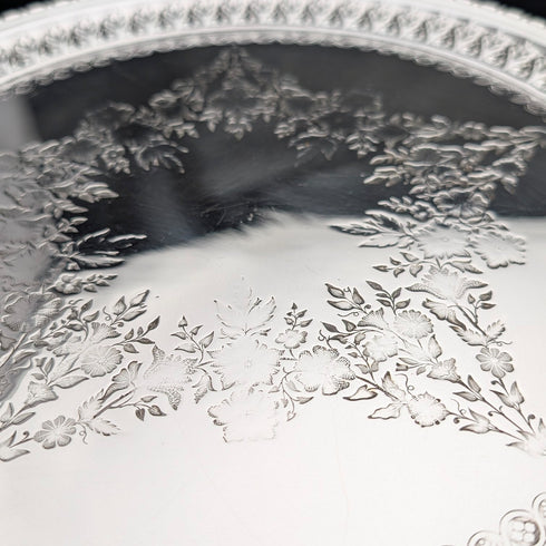 英國古董 鍍銀圓形托盤 直徑30cm WCG