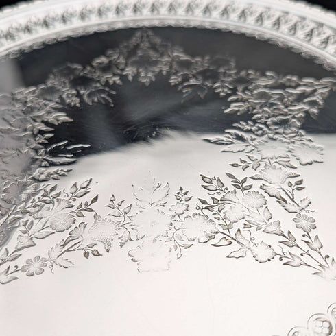 Antique British Silverplate Round Tray, 30cm Diameter, WCG