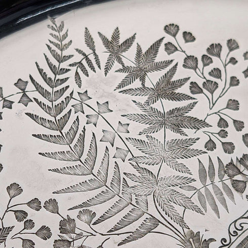 1879 British Antique Silverplate Footed Serving Dish, Diameter 30cm, Benjamin W Ramsden