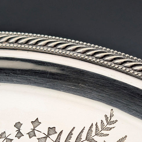 1879 British Antique Silverplate Footed Serving Dish, Diameter 30cm, Benjamin W Ramsden