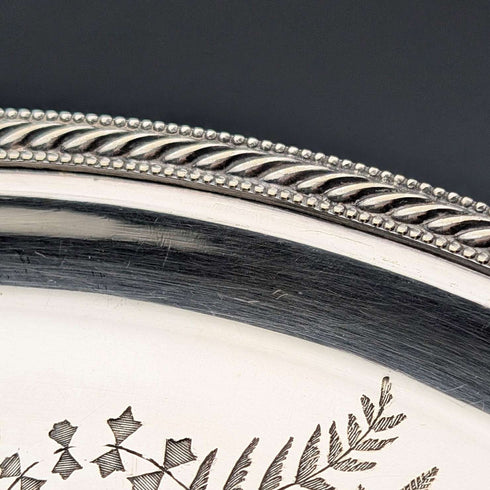 1879 British Antique Silverplate Footed Serving Dish, Diameter 30cm, Benjamin W Ramsden