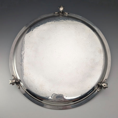 1879 British Antique Silverplate Footed Serving Dish, Diameter 30cm, Benjamin W Ramsden