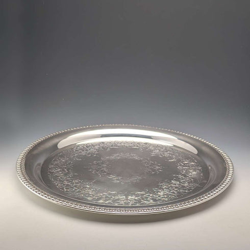 英國復古銀鍍層大型圓形托盤 直徑36cm International Silver