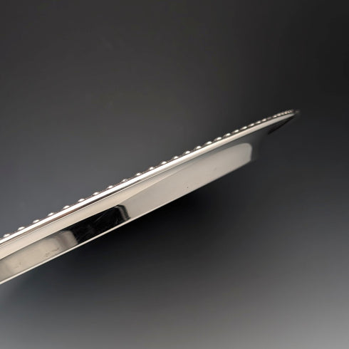 英国ヴィンテージ シルバープレート製 大型丸型トレイ 直径36cm International Silver