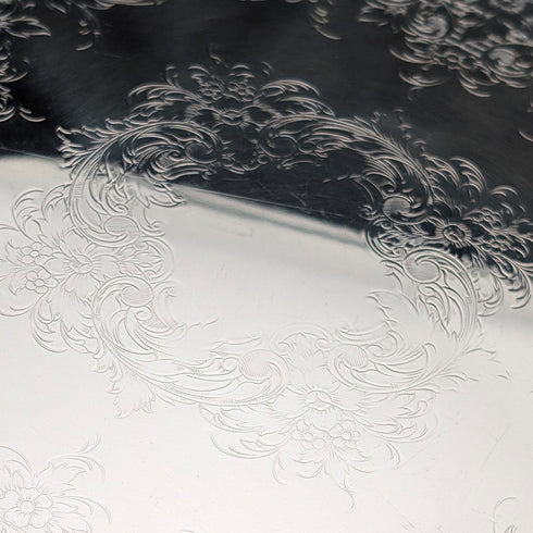 英国ヴィンテージ シルバープレート製 大型丸型トレイ 直径36cm International Silver