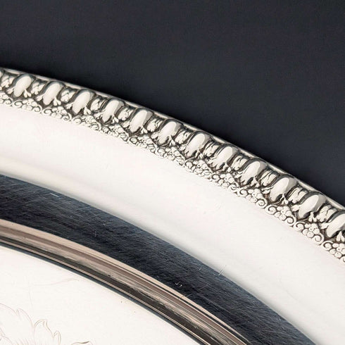 英國復古銀鍍層大型圓形托盤 直徑36cm International Silver