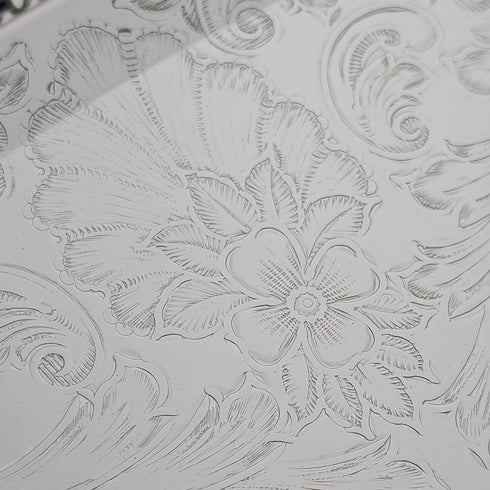 Antique British Silverplate Oval Large Gallery Tray, 39cm Wide, Queen Anne Period, Unused.