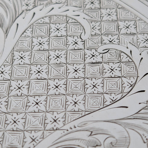 1890s Antique British Sterling Silver Footed Salver/Card Tray, 26cm Diameter, 517g, Elkington