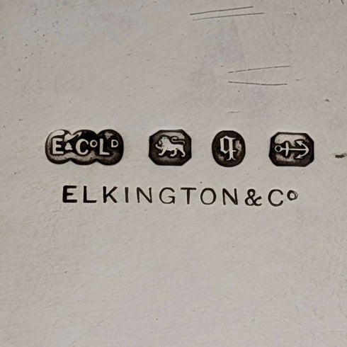 1890年 英國古董 純銀製 腳座托盤 卡片托盤直徑26cm 517g Elkington