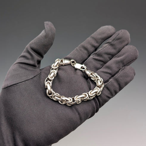 英国復古 純銀製 拜占庭鏈手鍊 30g