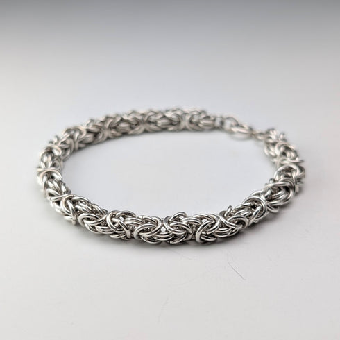 British Vintage Sterling Silver Byzantine Chain Bracelet 25g SH