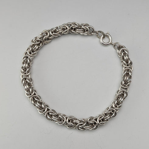 British Vintage Sterling Silver Byzantine Chain Bracelet 25g SH