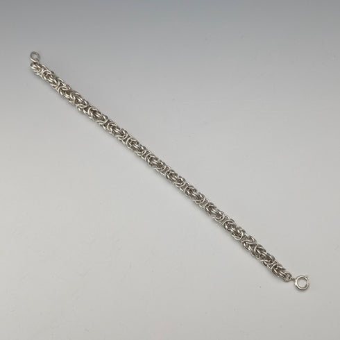 British Vintage Sterling Silver Byzantine Chain Bracelet 25g SH