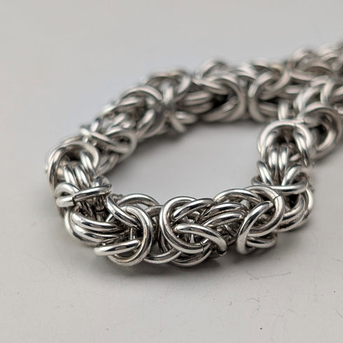 British Vintage Sterling Silver Byzantine Chain Bracelet 25g SH