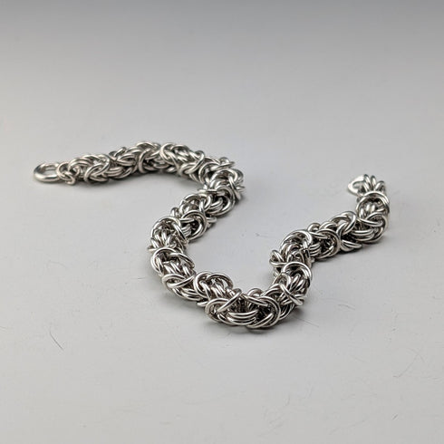 British Vintage Sterling Silver Byzantine Chain Bracelet 25g SH