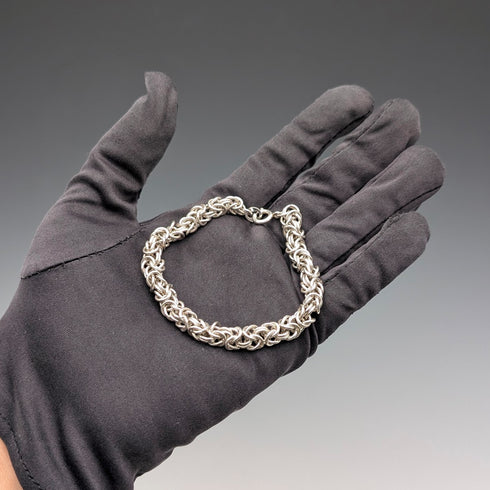 British Vintage Sterling Silver Byzantine Chain Bracelet 25g SH