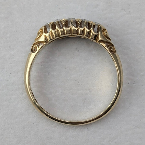 Antique K18 Gold 5-Stone Diamond Ring (Size 13) AH