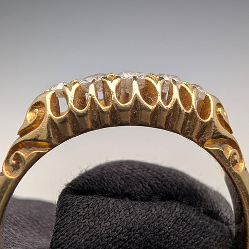 Antique K18 Gold 5-Stone Diamond Ring (Size 13) AH