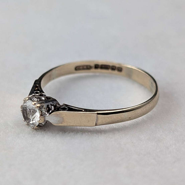 British Vintage K9 Gold Ring, White Stone, 1.5g (Size 15), Ring, CL&S