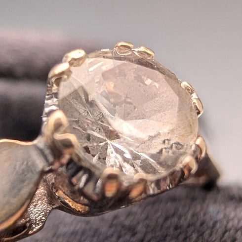 British Vintage K9 Gold Ring, White Stone, 1.5g (Size 15), Ring, CL&S