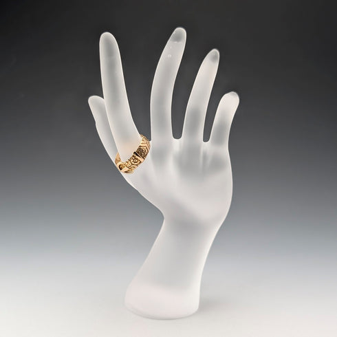 1890s British Antique K18 Gold Belt Design Ring, 4.5g (Size 20)