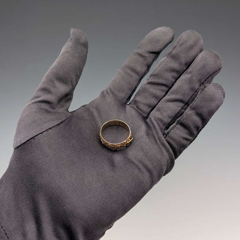 1890s British Antique K18 Gold Belt Design Ring, 4.5g (Size 20)