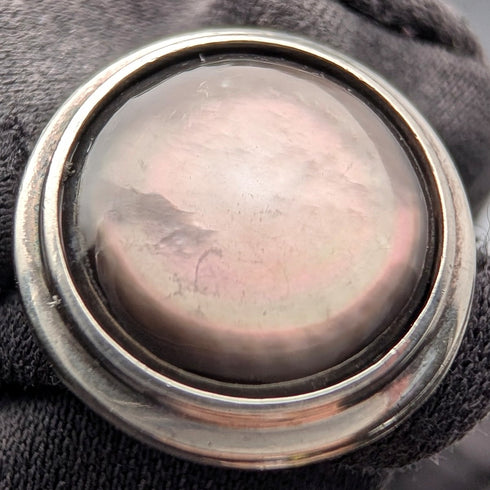 英国ヴィンテージ 純銀製 黒蝶貝 カフリンクス カフスボタン Asprey