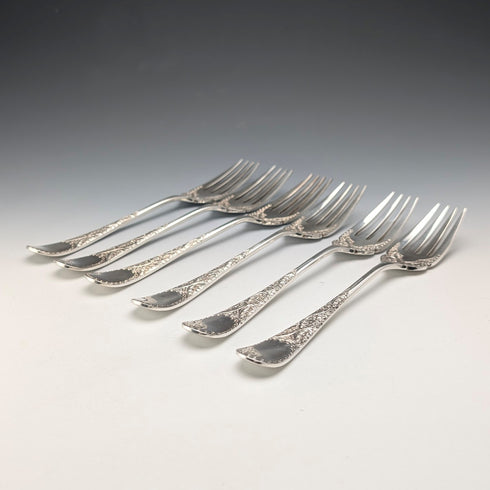 Pair of 6 antique silver-plated fish cutlery sets, circa 1900, Allen & Darwin, England.