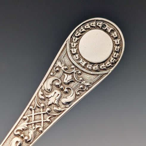 Antique English Silver Plate Fish Cutlery, 6 pairs, circa 1905, James Dixon & Sons, in a wooden box.