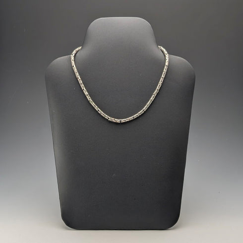 Vintage Sterling Silver Byzantine Chain Necklace, 42cm, 47g