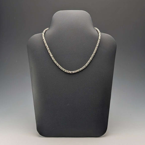 Vintage Sterling Silver Byzantine Chain Necklace, 42cm, 47g