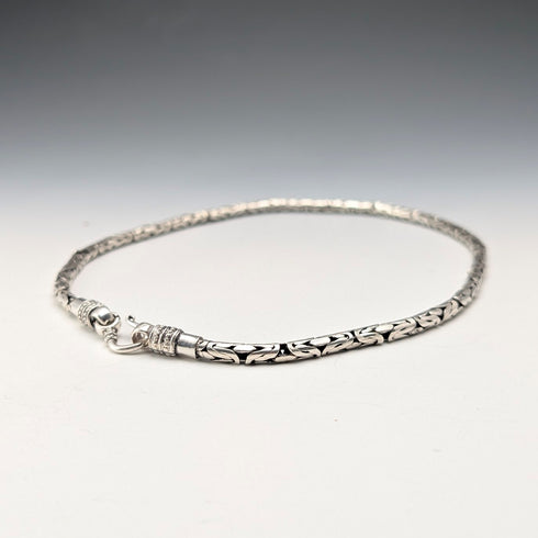 Vintage Sterling Silver Byzantine Chain Necklace, 42cm, 47g