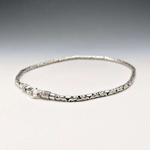 Vintage Sterling Silver Byzantine Chain Necklace, 42cm, 47g