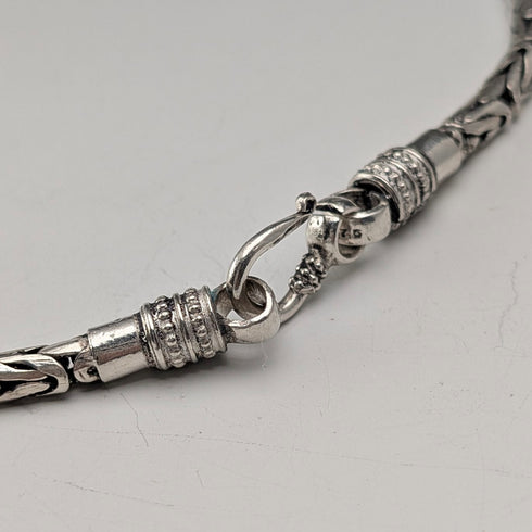 Vintage Sterling Silver Byzantine Chain Necklace, 42cm, 47g
