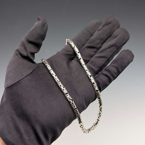 Vintage Sterling Silver Byzantine Chain Necklace, 42cm, 47g