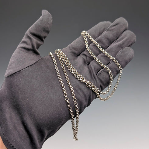 ヴィンテージ 純銀製 アズキチェーン ネックレス77cm 15.5g