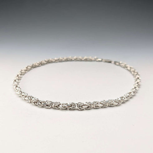 Vintage Sterling Silver Byzantine Chain Necklace, 45cm, 46g, BJB