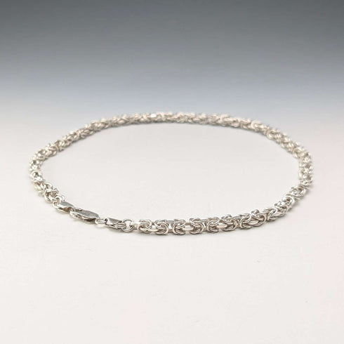Vintage Sterling Silver Byzantine Chain Necklace, 45cm, 46g, BJB