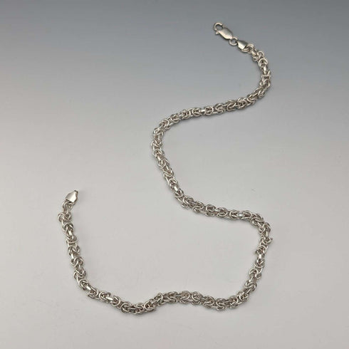 Vintage Sterling Silver Byzantine Chain Necklace, 45cm, 46g, BJB