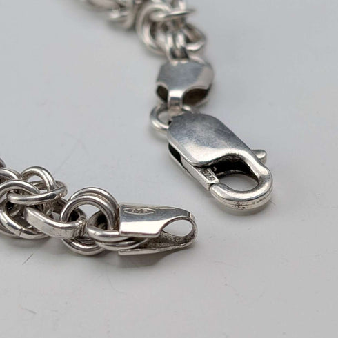 Vintage Sterling Silver Byzantine Chain Necklace, 45cm, 46g, BJB
