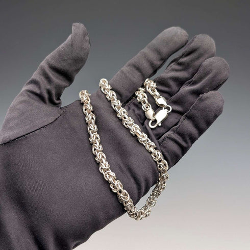 Vintage Sterling Silver Byzantine Chain Necklace, 45cm, 46g, BJB