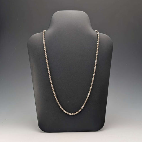 British Vintage Sterling Silver Twist Chain Necklace, 60cm, 15.7g
