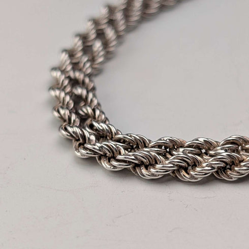 British Vintage Sterling Silver Twist Chain Necklace, 60cm, 15.7g